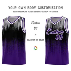 Purple Gradient Dots Pattern Basketball Jersey 3