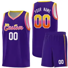 Purple Gradient Font Sports Uniform Basketball Jersey 1