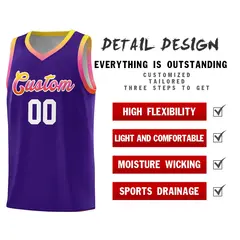 Purple Gradient Font Sports Uniform Basketball Jersey 4