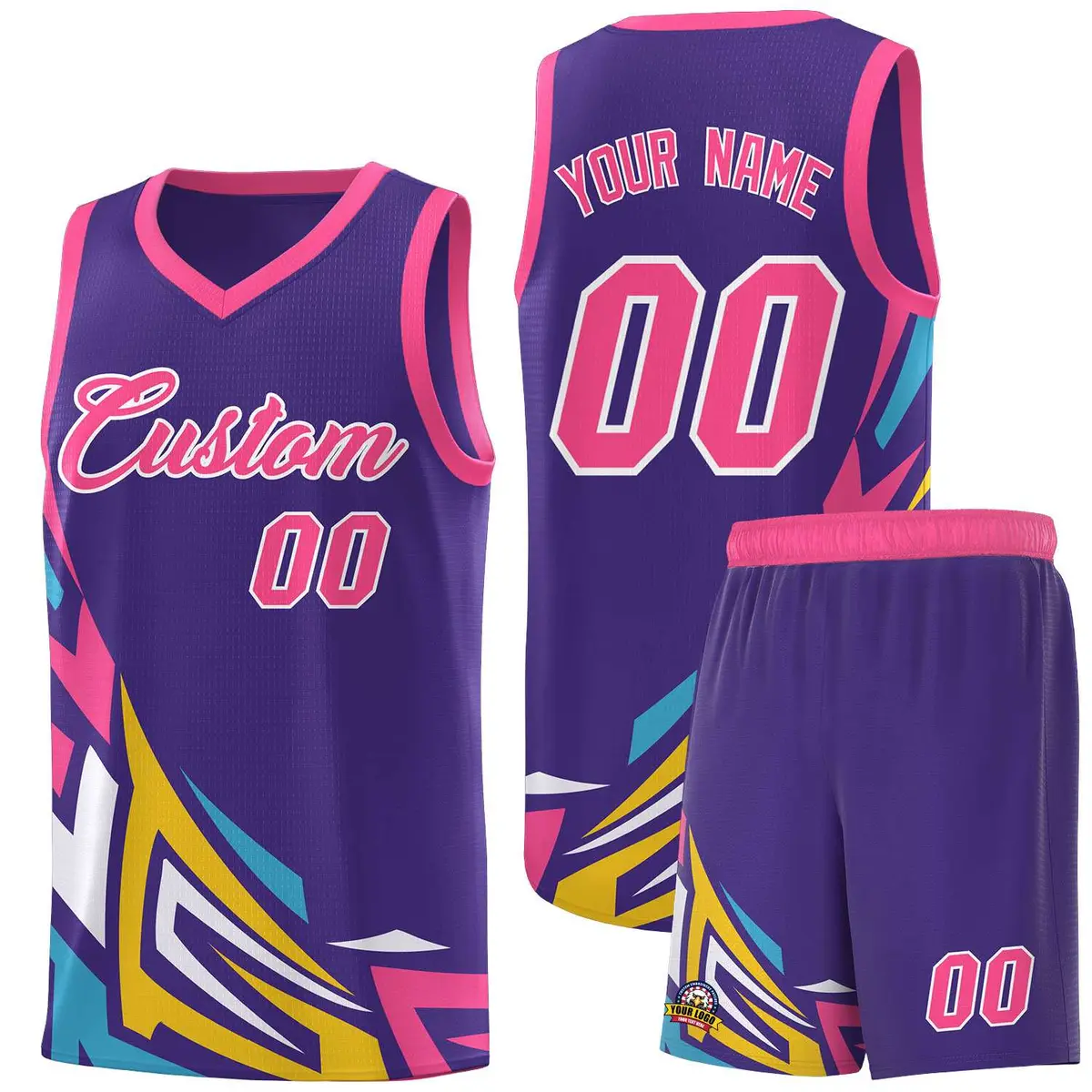 Purple Gradient Graffiti Pattern Basketball Jersey