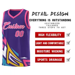 Purple Gradient Graffiti Pattern Basketball Jersey 2