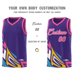 Purple Gradient Graffiti Pattern Basketball Jersey 3