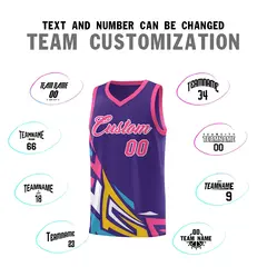 Purple Gradient Graffiti Pattern Basketball Jersey 4