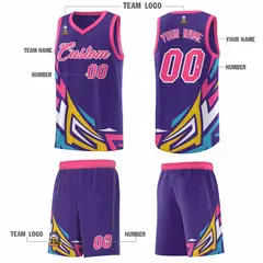 Purple Gradient Graffiti Pattern Basketball Jersey 5