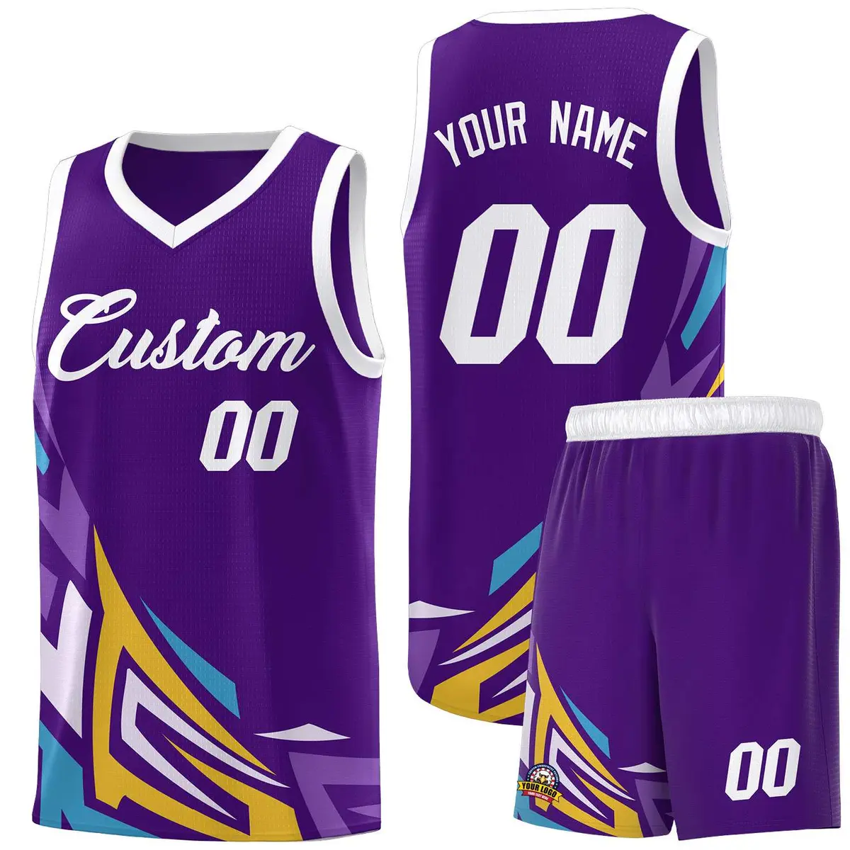 Purple Gradient Graffiti Pattern Basketball Jersey