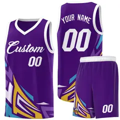 Purple Gradient Graffiti Pattern Basketball Jersey