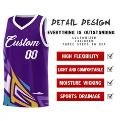 Purple Gradient Graffiti Pattern Basketball Jersey 2