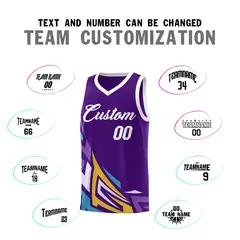 Purple Gradient Graffiti Pattern Basketball Jersey 4