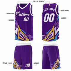 Purple Gradient Graffiti Pattern Basketball Jersey 5