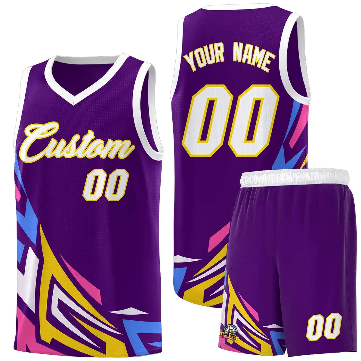 Purple Gradient Graffiti Pattern Basketball Jersey