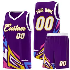 Purple Gradient Graffiti Pattern Basketball Jersey 1