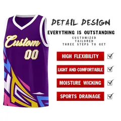 Purple Gradient Graffiti Pattern Basketball Jersey 2