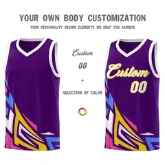Purple Gradient Graffiti Pattern Basketball Jersey 3