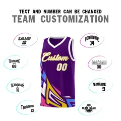 Purple Gradient Graffiti Pattern Basketball Jersey 4