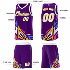 Purple Gradient Graffiti Pattern Basketball Jersey 5