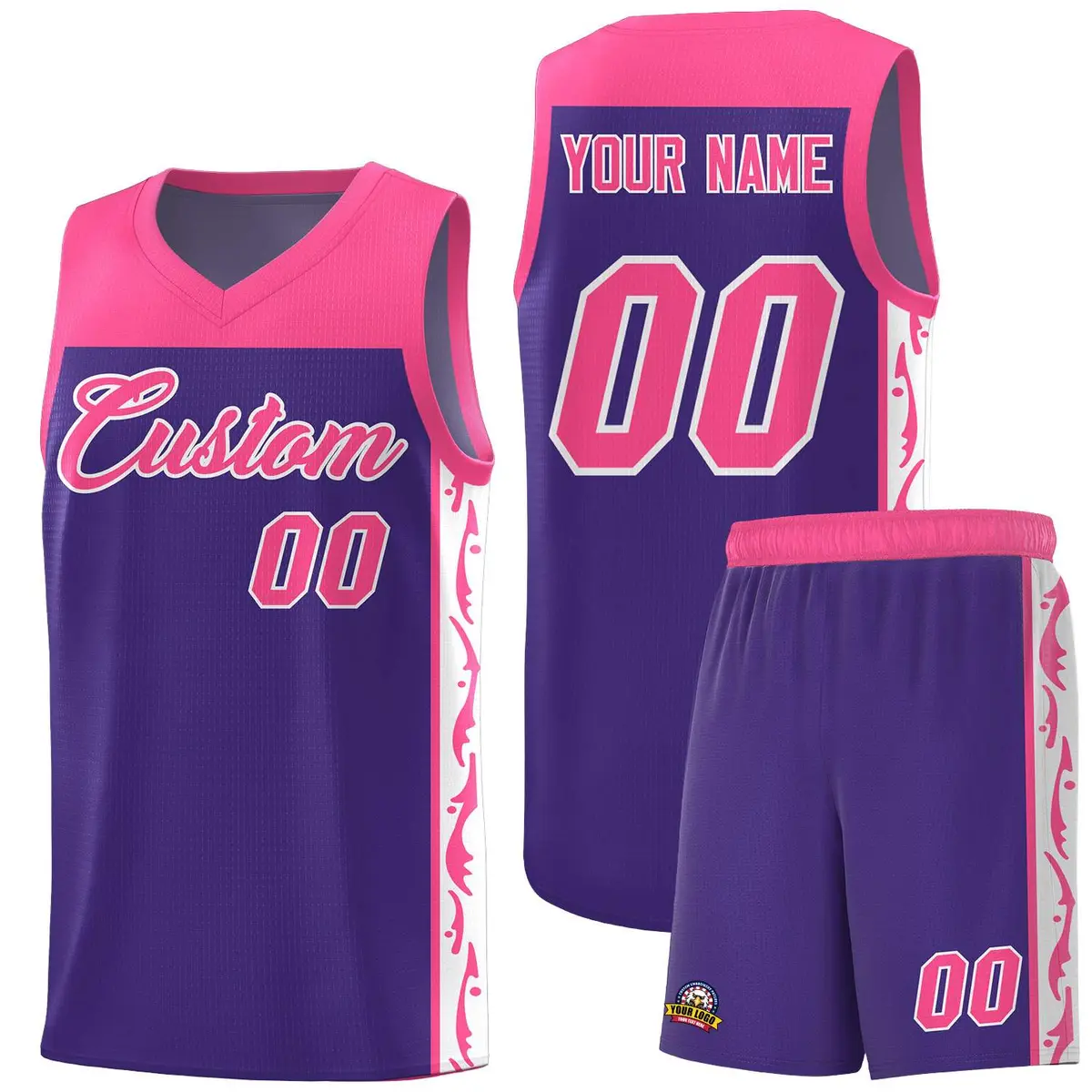 Purple Graffiti Side Pattern Basketball Jersey