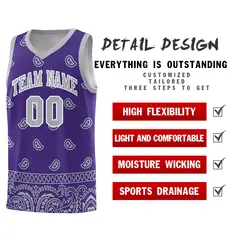 Purple Gray Cashew Pattern Basketball Uniform Jersey 16