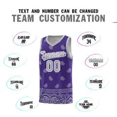 Purple Gray Cashew Pattern Basketball Uniform Jersey 25