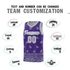 Purple Gray Cashew Pattern Basketball Uniform Jersey 32