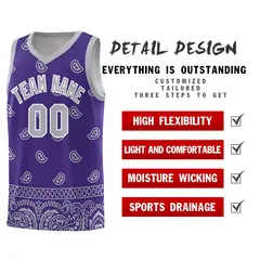 Purple Gray Cashew Pattern Basketball Uniform Jersey 37