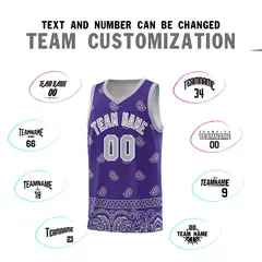 Purple Gray Cashew Pattern Basketball Uniform Jersey 39