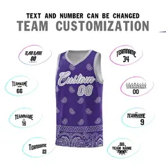 Purple Gray Cashew Pattern Basketball Uniform Jersey 4