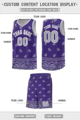 Purple Gray Cashew Pattern Basketball Uniform Jersey 40