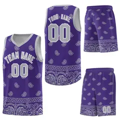 Purple Gray Cashew Pattern Basketball Uniform Jersey 41