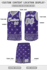 Purple Gray Cashew Pattern Basketball Uniform Jersey 5