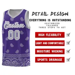 Purple Gray Cashew Pattern Basketball Uniform Jersey 9
