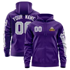 Purple Gray Classic Varsity Full-Zip Letterman Jacket Hoodie 1