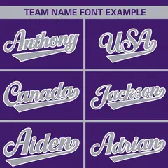 Purple Gray Full Button Classic Baseball Jersey 3