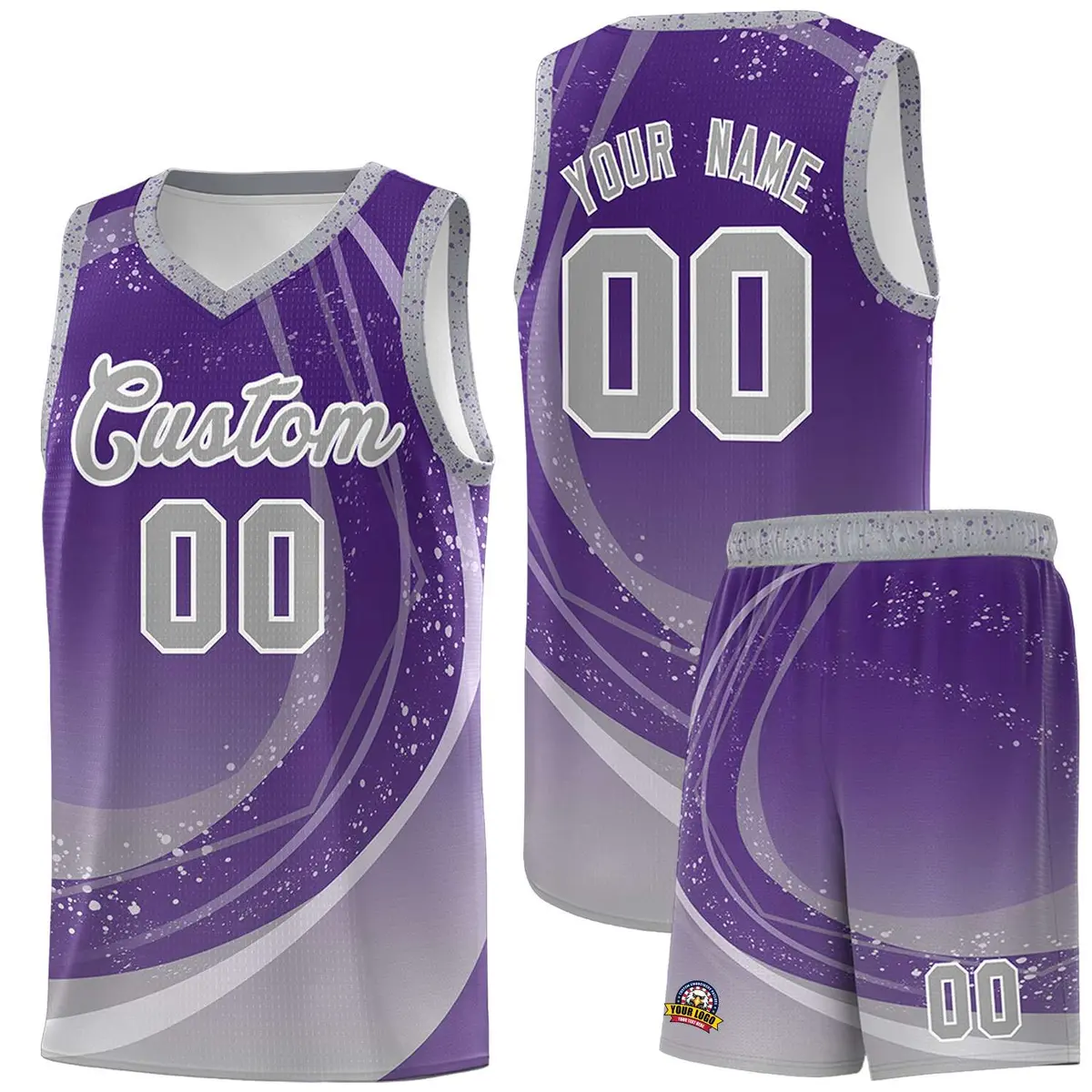 Purple Gray Galaxy Graffiti Pattern Sports Basketball Jersey