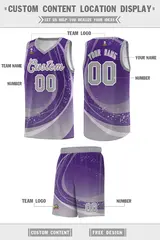 Purple Gray Galaxy Graffiti Pattern Sports Basketball Jersey 2