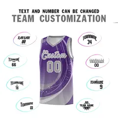 Purple Gray Galaxy Graffiti Pattern Sports Basketball Jersey 3