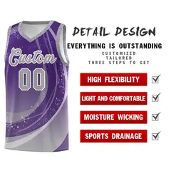 Purple Gray Galaxy Graffiti Pattern Sports Basketball Jersey 4