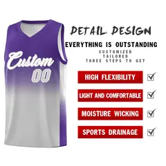 Purple Gray Gradient Basketball Jersey Sports Uniform 2