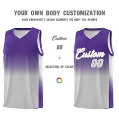 Purple Gray Gradient Basketball Jersey Sports Uniform 3