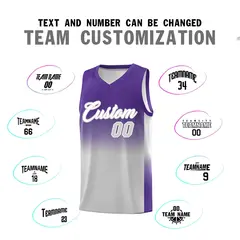 Purple Gray Gradient Basketball Jersey Sports Uniform 4