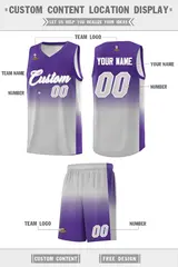 Purple Gray Gradient Basketball Jersey Sports Uniform 5
