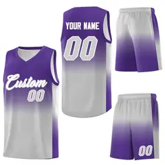 Purple Gray Gradient Basketball Jersey Sports Uniform 7