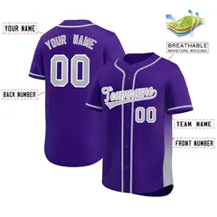 Purple Gray Gradient Side Authentic Baseball Jersey 2