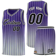 Purple Gray Gradient Stripe Basketball Jersey 1