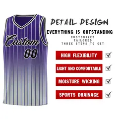 Purple Gray Gradient Stripe Basketball Jersey 2