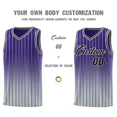Purple Gray Gradient Stripe Basketball Jersey 3