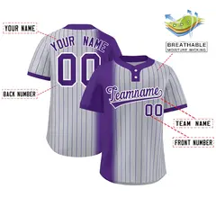 Purple Gray Gradient Stripe Two-Button Softball Jersey 2