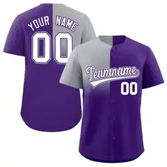 Purple Gray Half Gradient Authentic Baseball Jersey 1