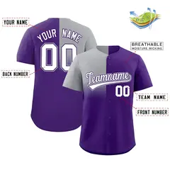 Purple Gray Half Gradient Authentic Baseball Jersey 2