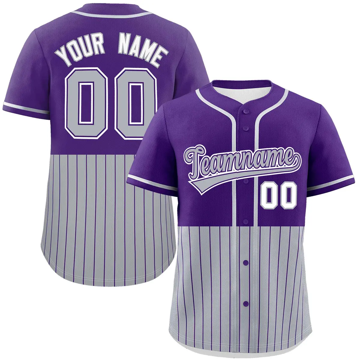 Purple Gray Half Stripe Authentic Baseball Jersey