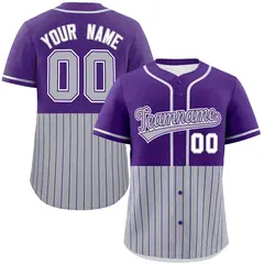 Purple Gray Half Stripe Authentic Baseball Jersey 1